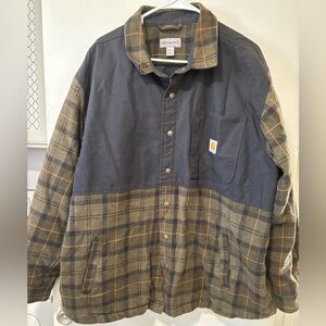 Mens Carhartt Pawnee Plaid Shirt Jacket Full Snap Rain Defender Sz 2XL XXL